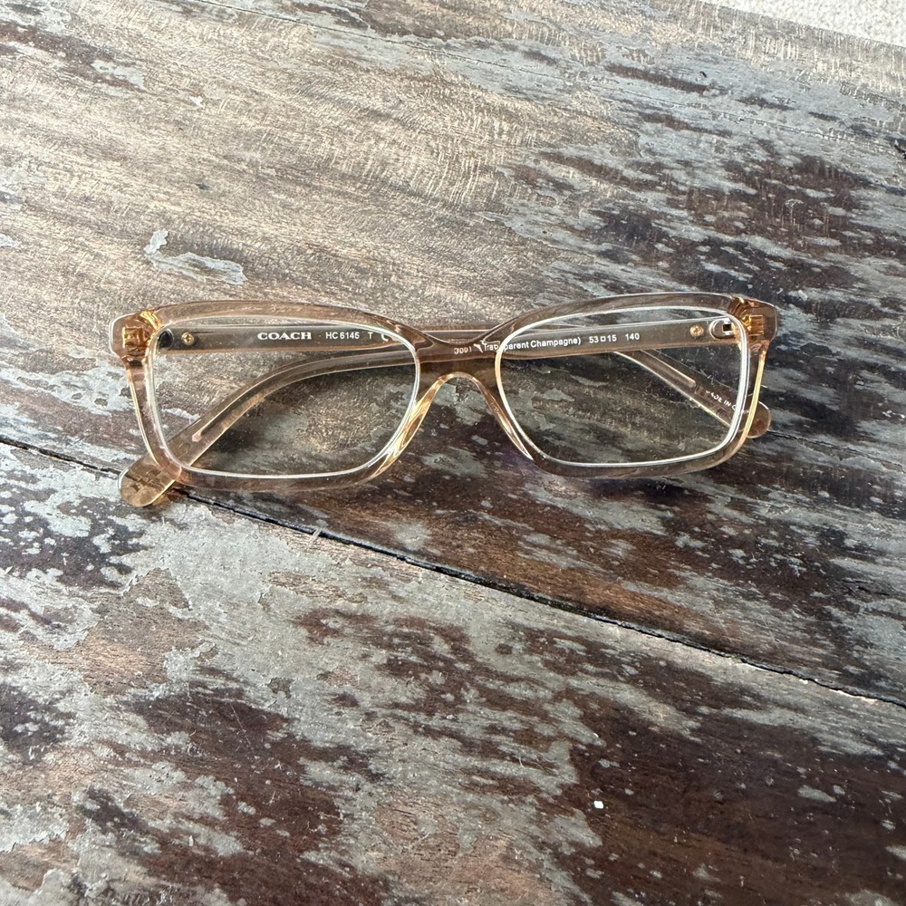 Coach HC 6145 Transparent Champagne Rectangle Eyeglasses 53-15-140 Designer